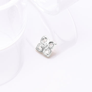 Detail View 1 of 14 Karat White Gold Brilliant Sparkle Frasera Flower Dermal Anchor Top Part-Clear Gem